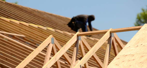 Commercial flat roof installation in progress